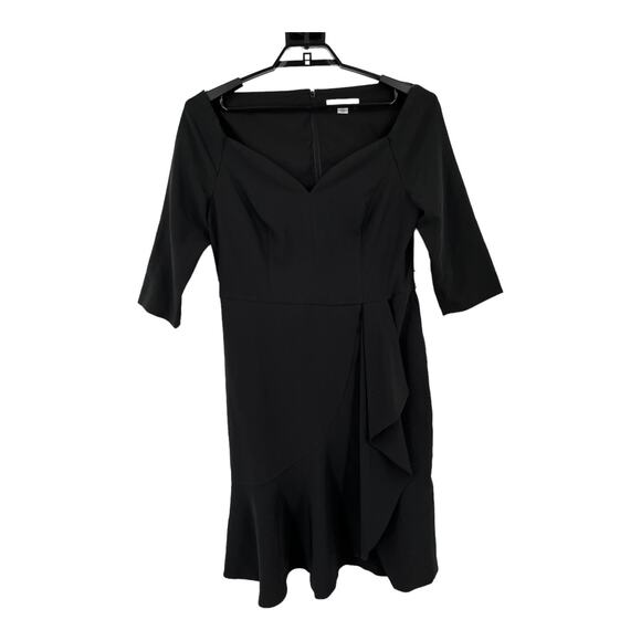 Kay Unger dress Izzy off the shoulder Midi black size 14 - Picture 2 of 9